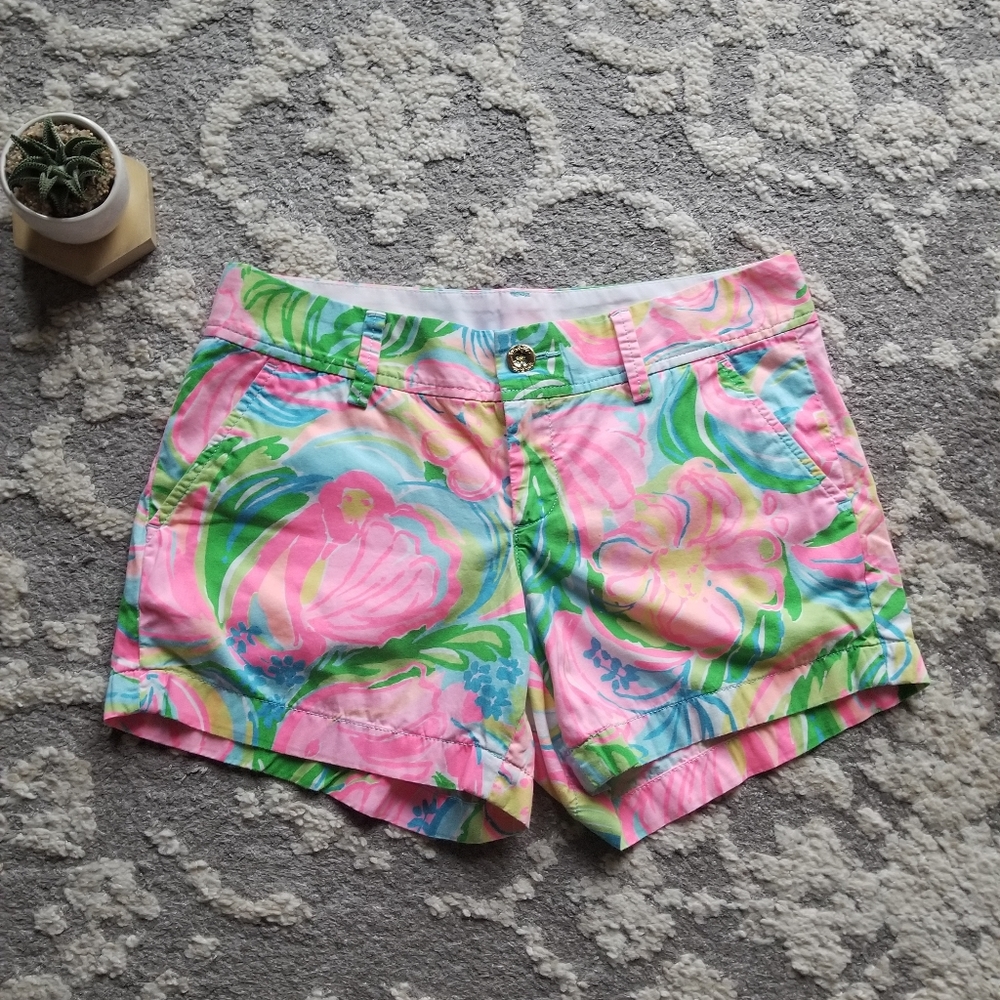 Lilly Pulitzer Callahan Shorts Monkey Floral 4 EUC